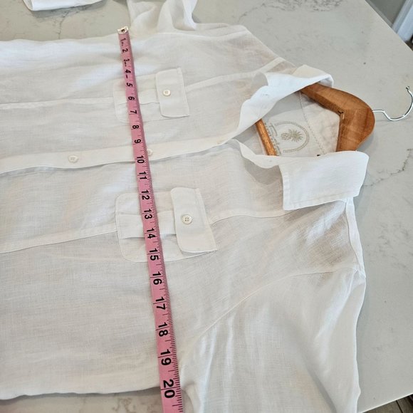 Tommy Bahama Relax White Linen Button Down Long Sleeve Shirt, Size Medium - Picture 8 of 9